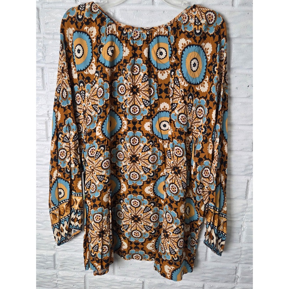 Women's size 3X LIVERPOOL top Southwest print blouse Button up long sleeve NWT - Picture 7 of 9